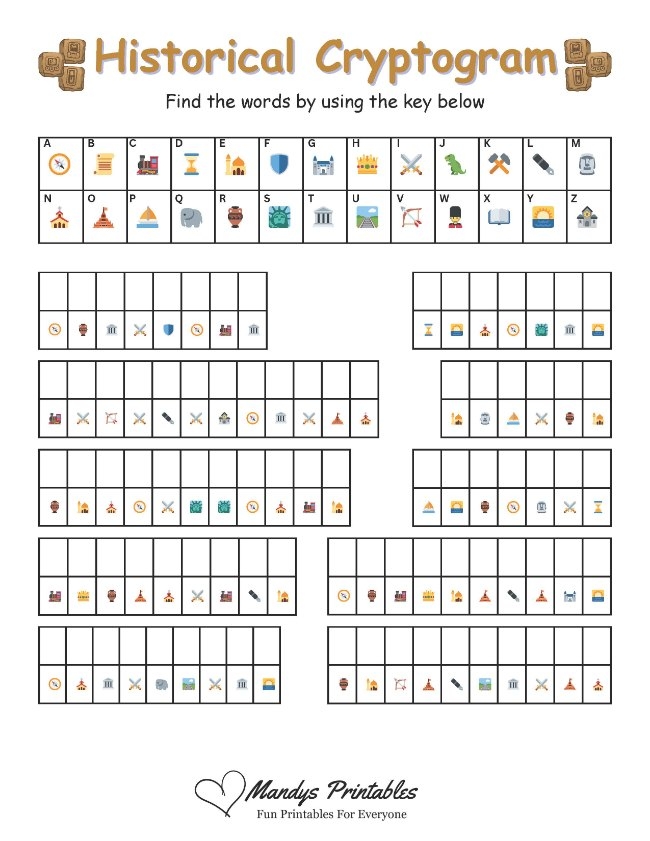 24 Free Printable Cryptograms Puzzles