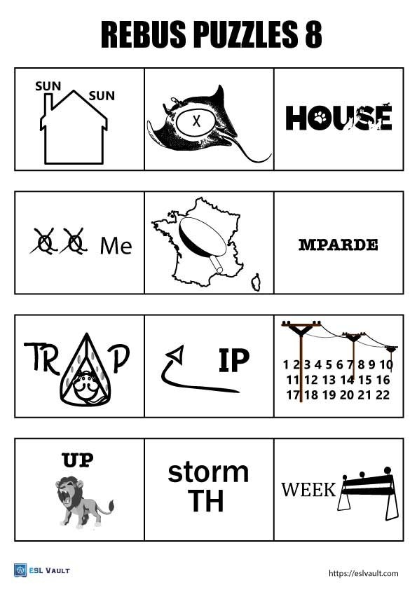 300 Free Printable Rebus Puzzles With Answers ESL Vault