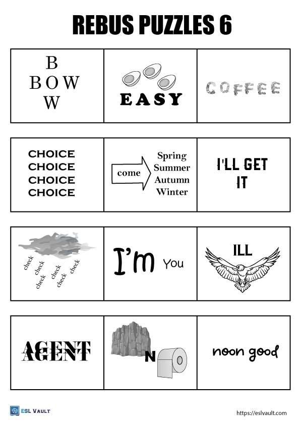 300 Free Printable Rebus Puzzles With Answers ESL Vault