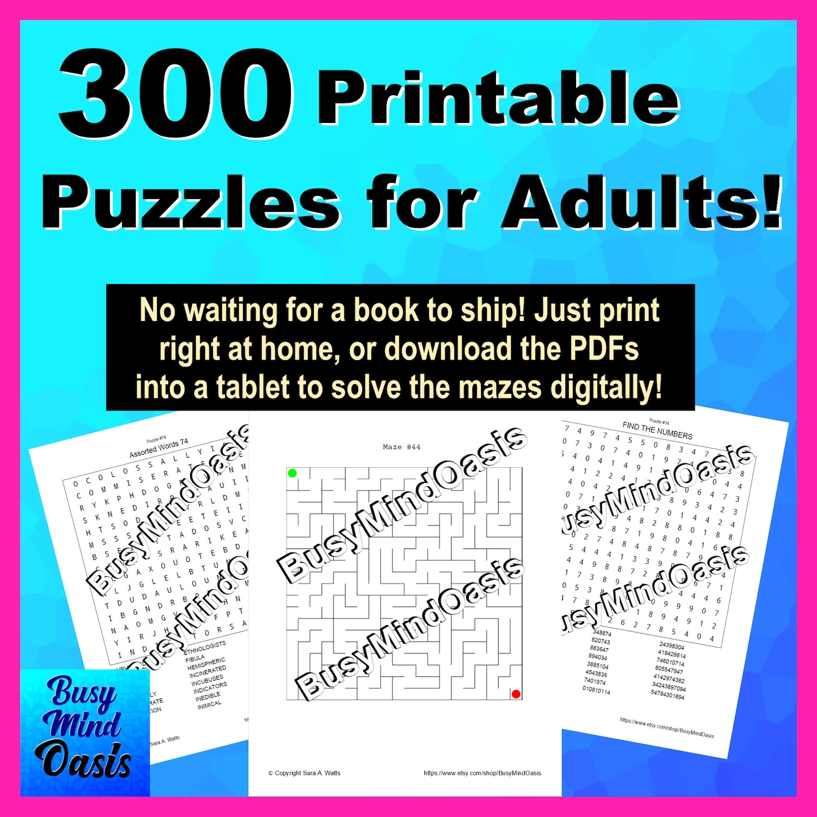 300 Printable Puzzles BUNDLE Puzzles For Adults PDF Downloads Etsy