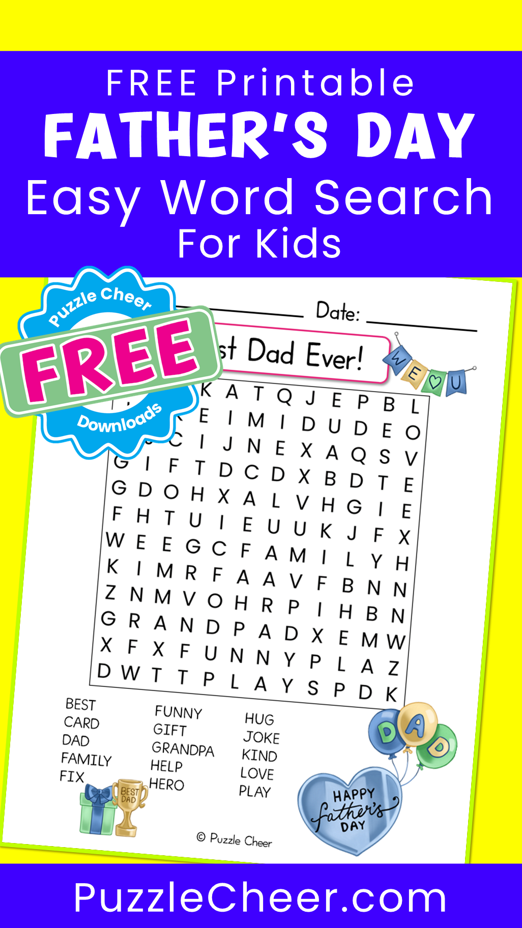 Best Dad Ever Word Search Puzzle Cheer