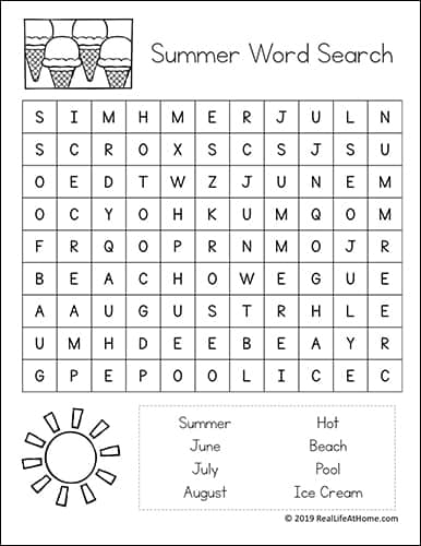 Easy Summer Word Search Free Printables For Kids