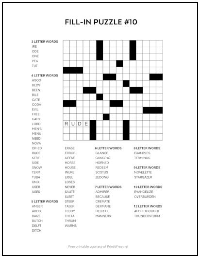 Fill In Puzzle 10 Print It Free