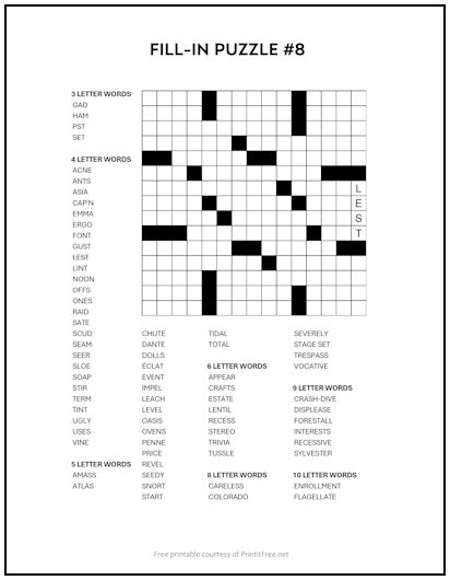 Fill In Puzzle 8 Print It Free