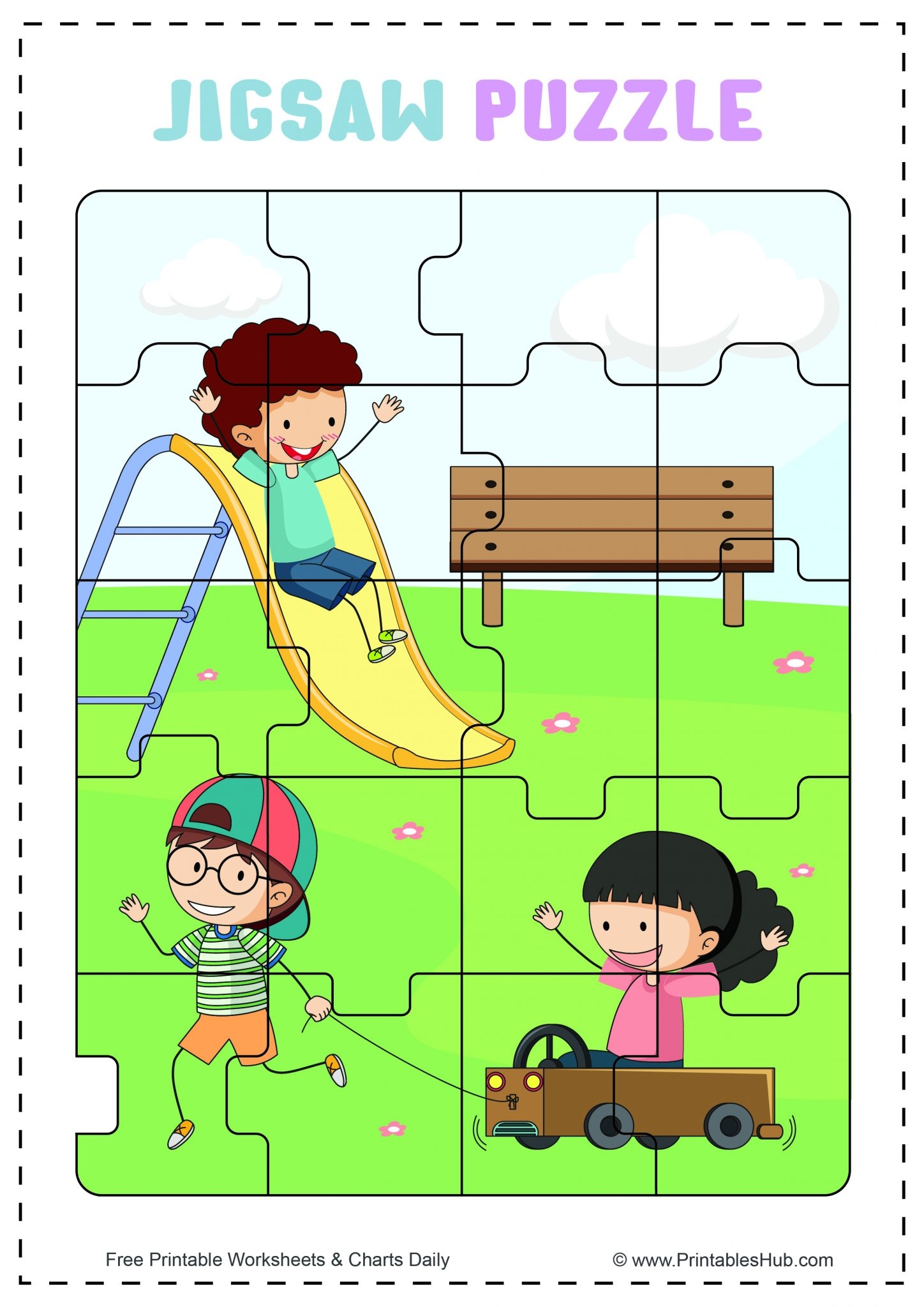 Free Printable Jigsaw Puzzles For Kids PDF Blank Template