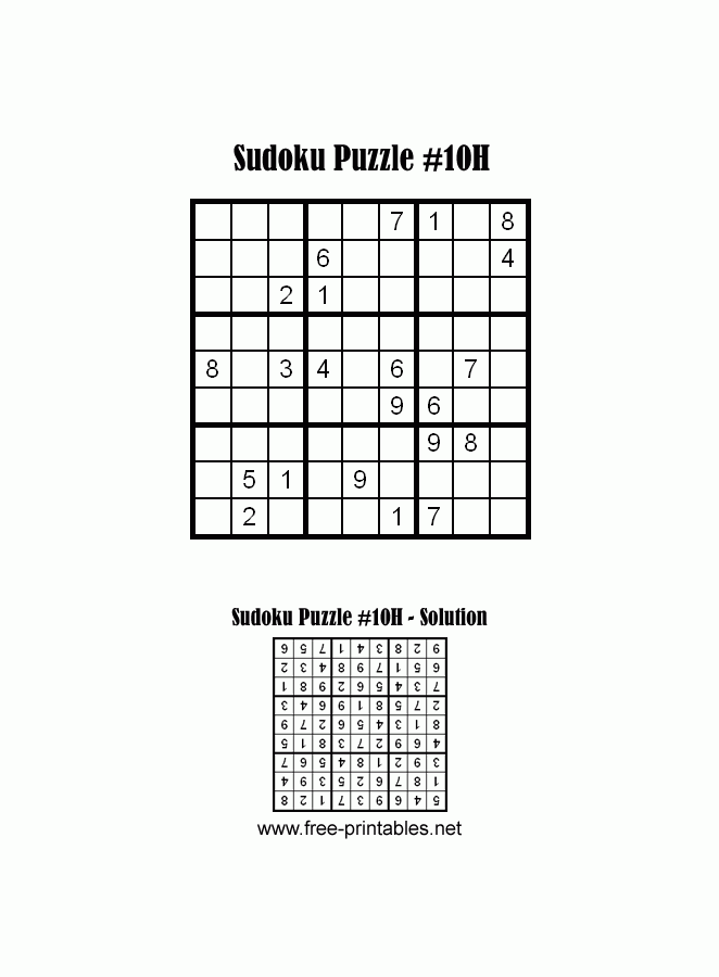 Hard Sudoku Puzzle Ten Printable Sudoku Puzzles