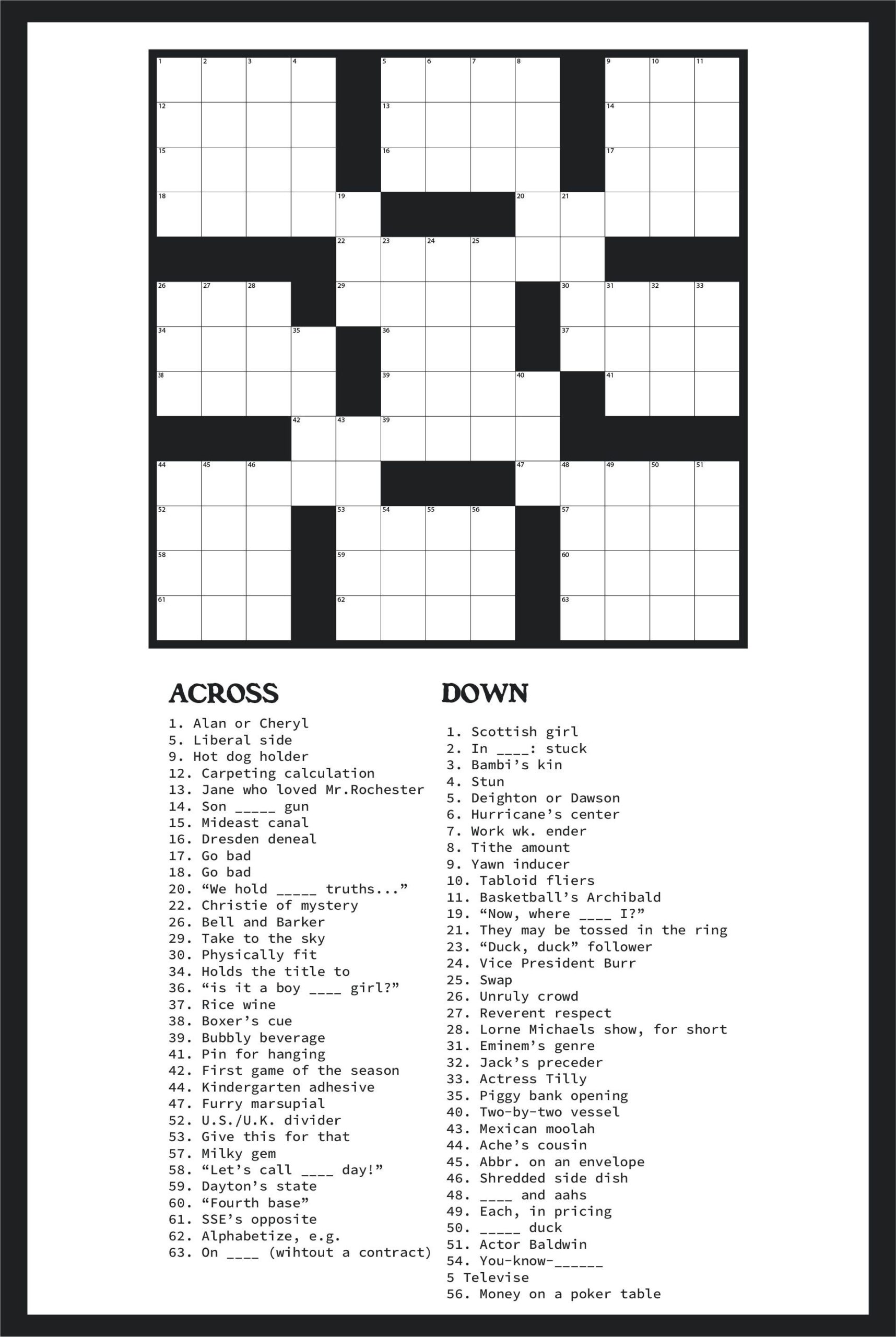 Large Printable Crosswords