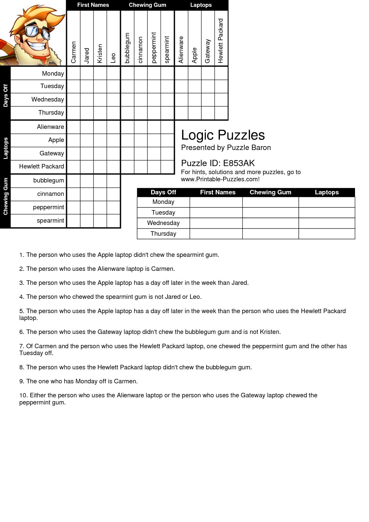 Logic Puzzles Printable Printable Logic Puzzles