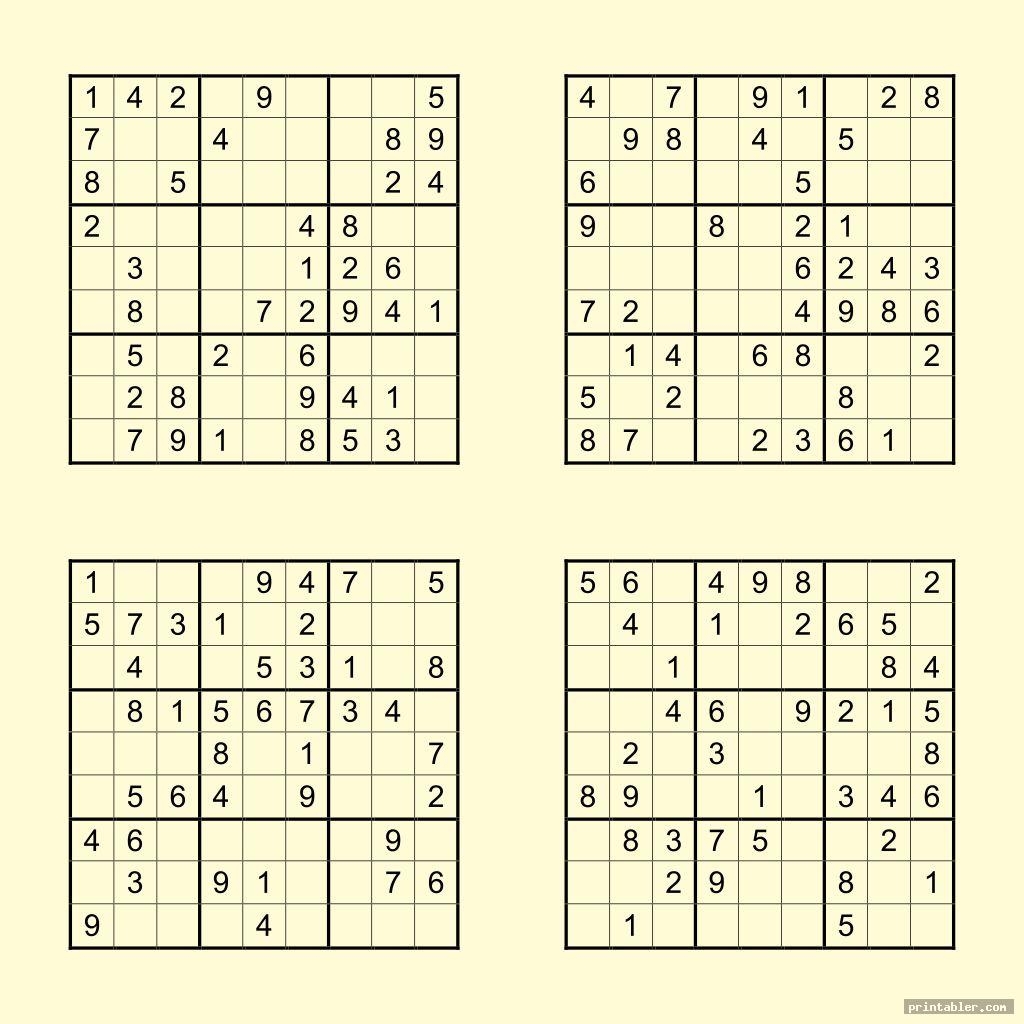 Medium Printable Sudoku Puzzles 4 Per Page Gridgit