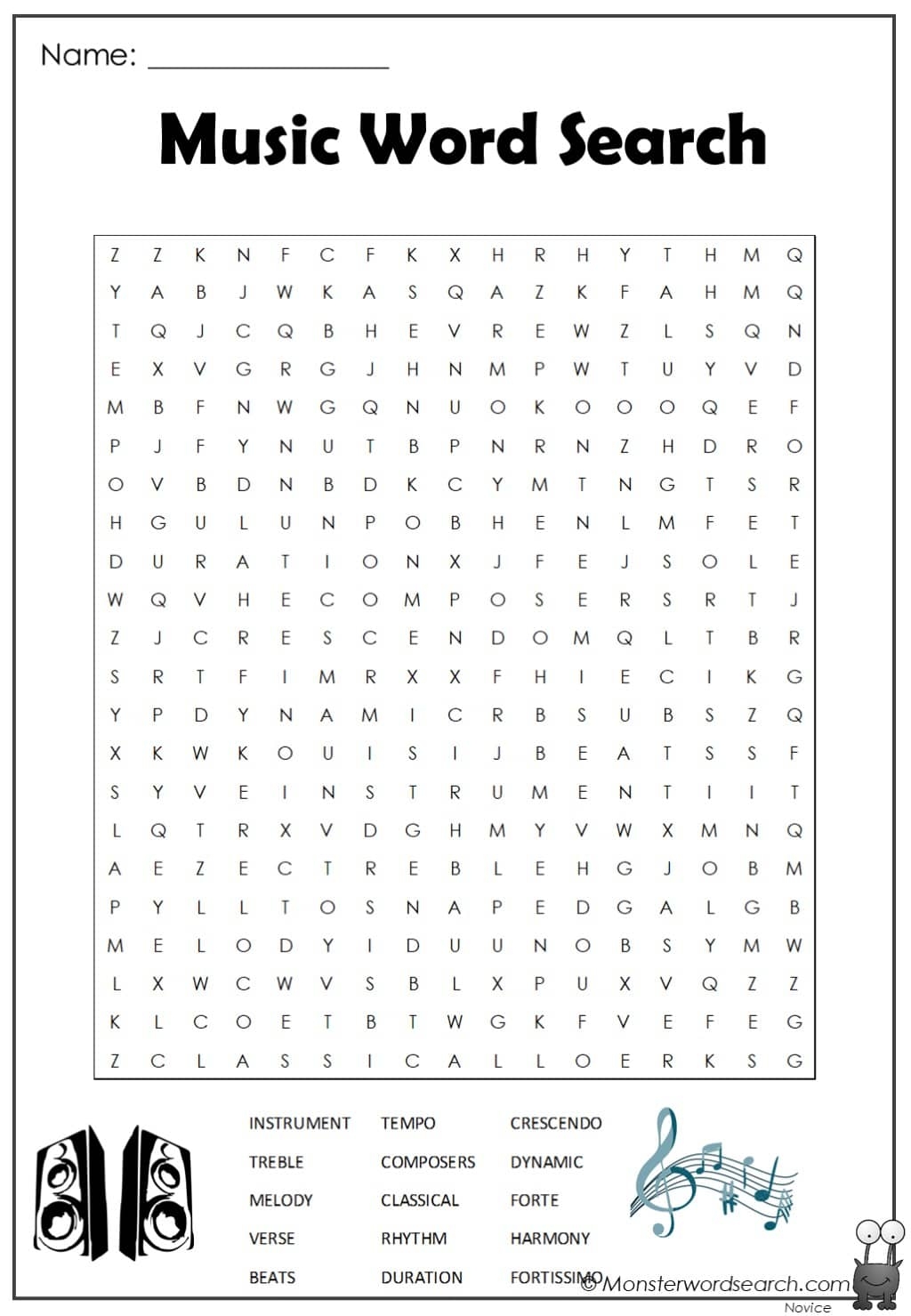Music Word Search Puzzles Printable Word Search Maker