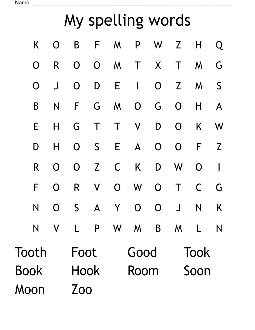 My Spelling Words Word Search WordMint
