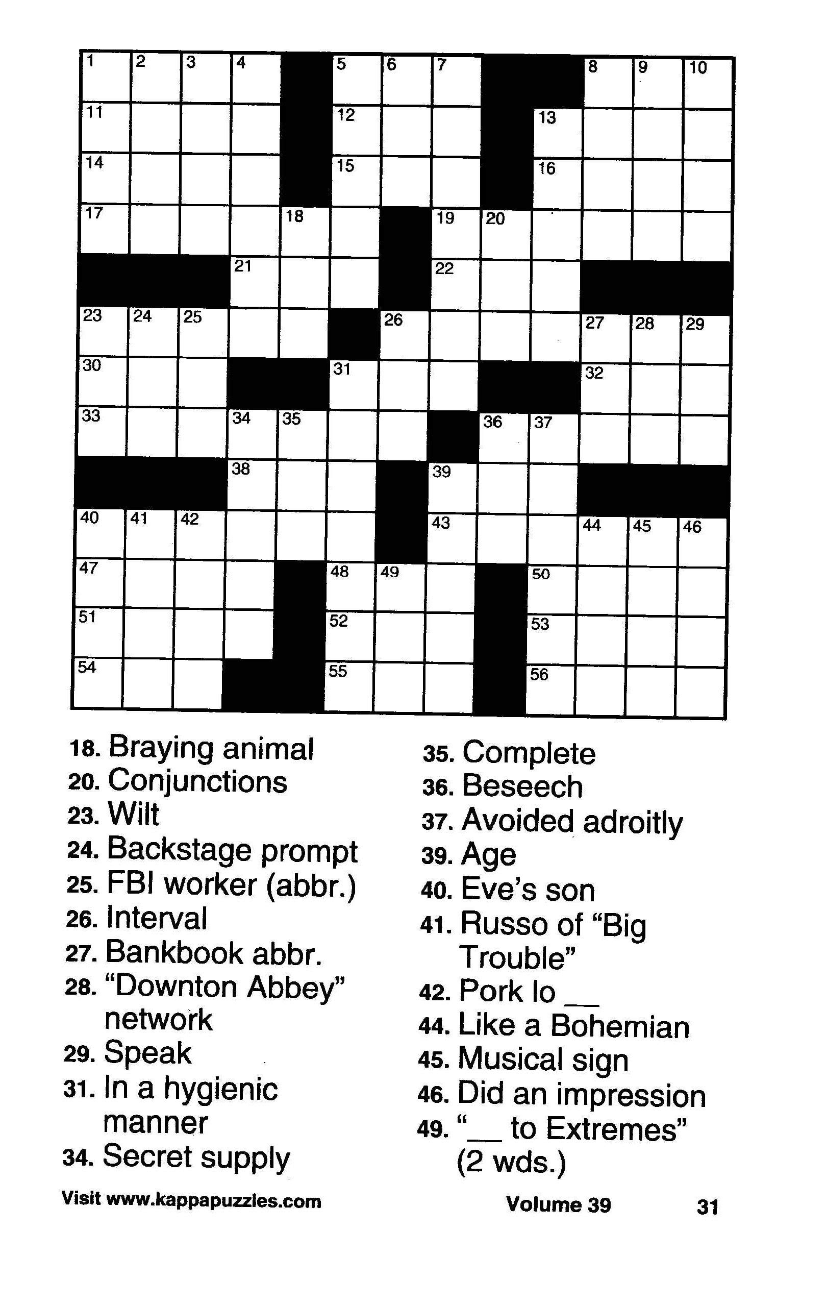 Printable Cross Word