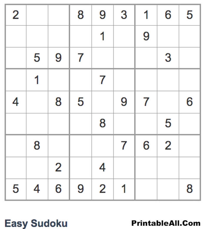 Printable Simple Sudoku 4 Free Download And Print For You 