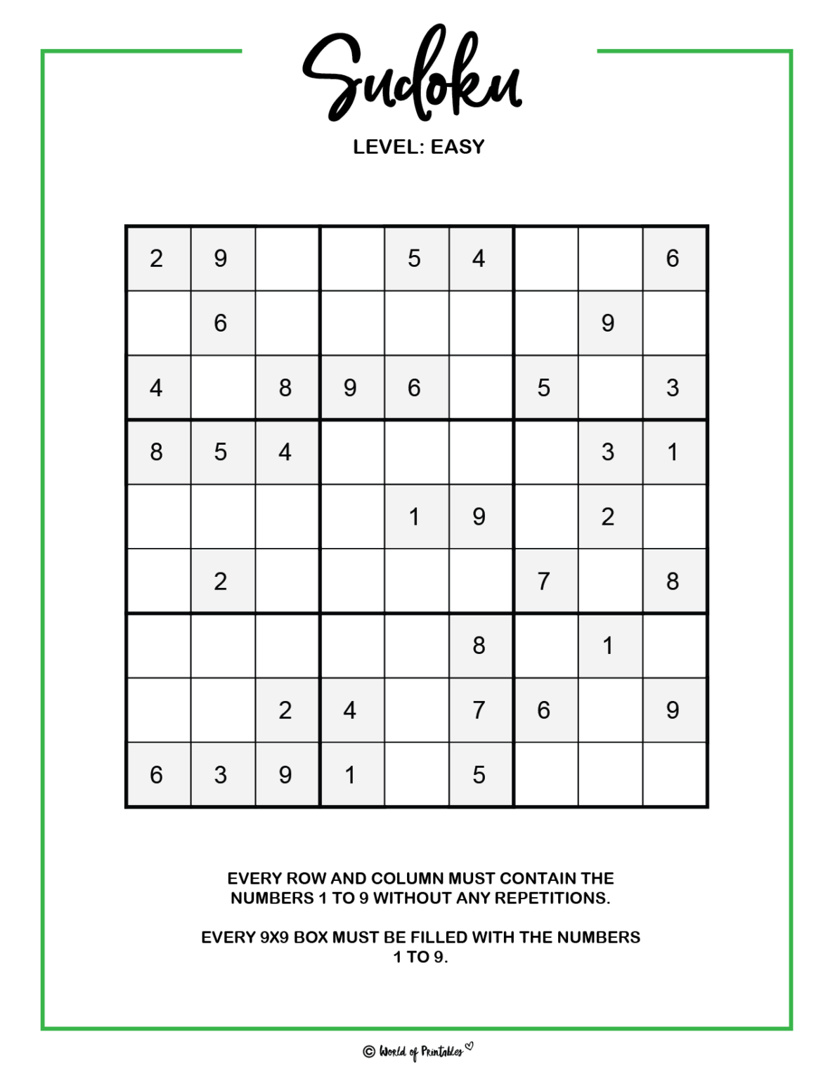 Printable Sudoku 100 Puzzles From Easy To Hard World Of Printables