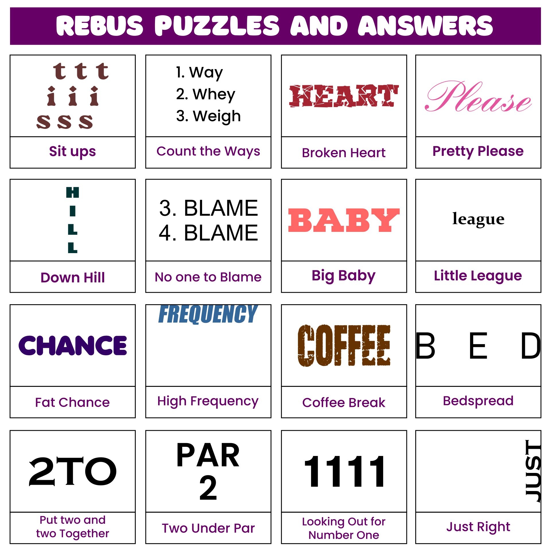 Rebus Puzzles With Answers Printable Printable Word Searches