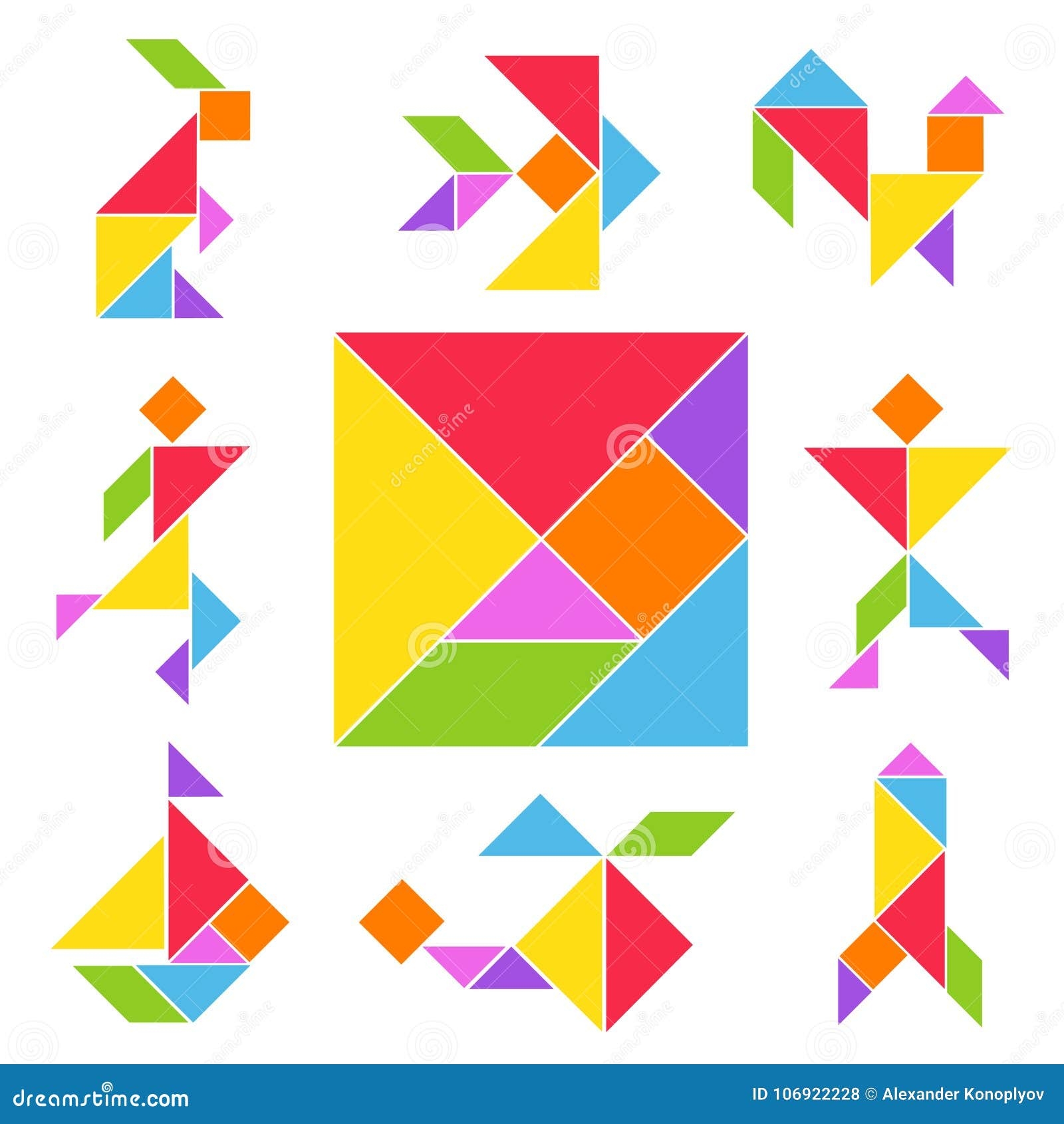 Tangram Game Set Stock Vector Illustration Of Figure 106922228