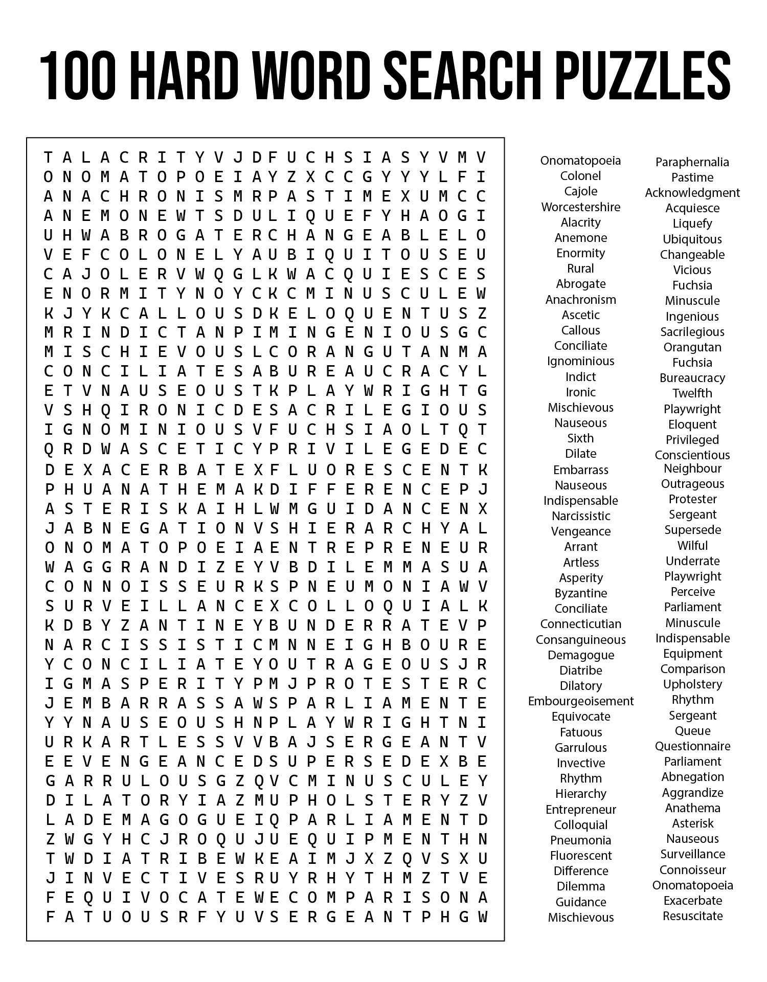 Very Hard Word Searches 10 Free PDF Printables Printablee
