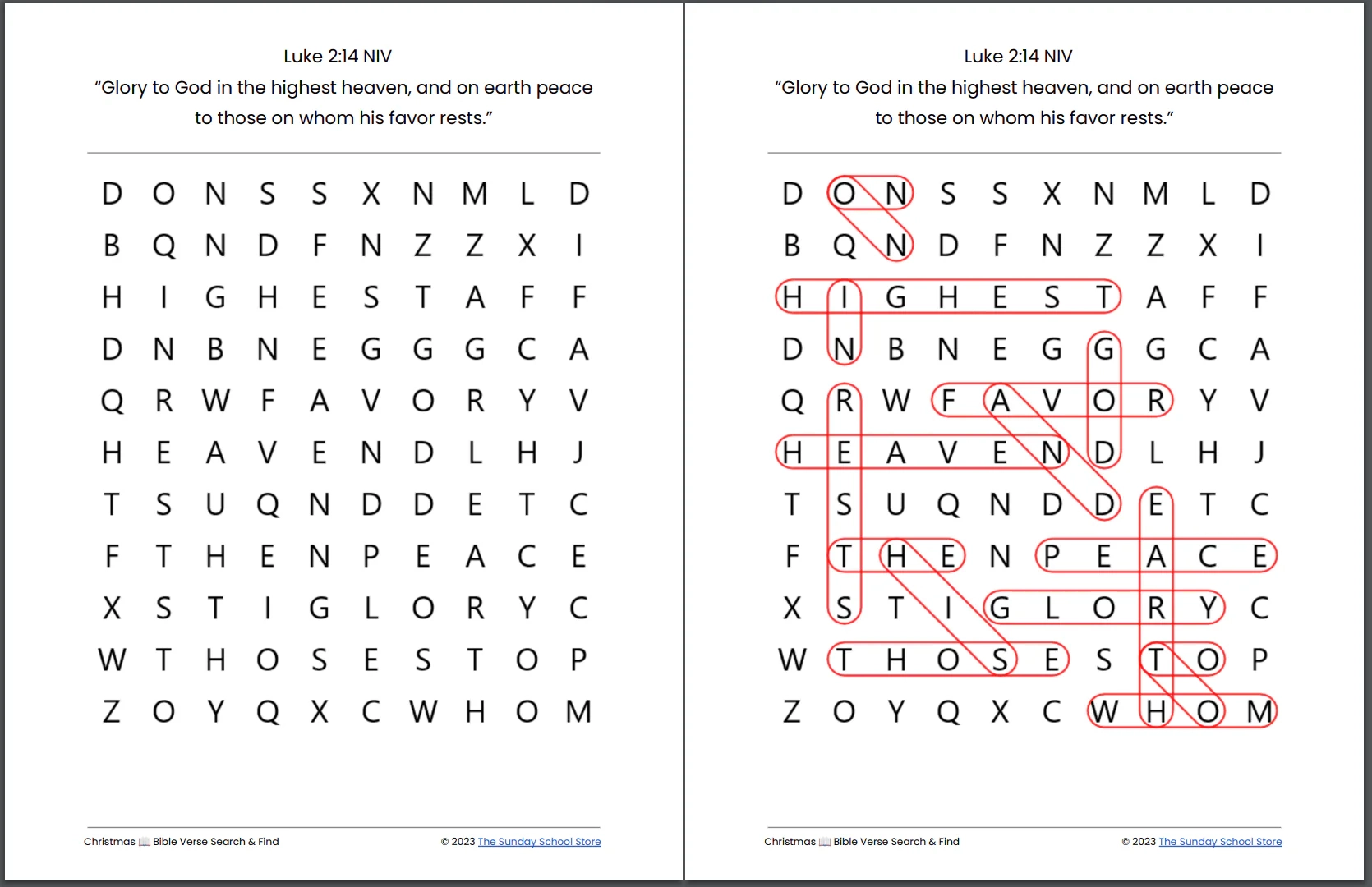 10 Free Christmas Bible Word Search Puzzles PDF Printable Download Sunday School Store