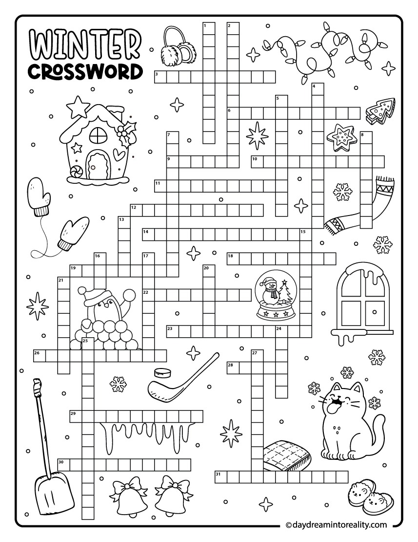 10 Winter Crossword Puzzles Free Printable PDFs From Easy To Advanced Daydream Into Reality