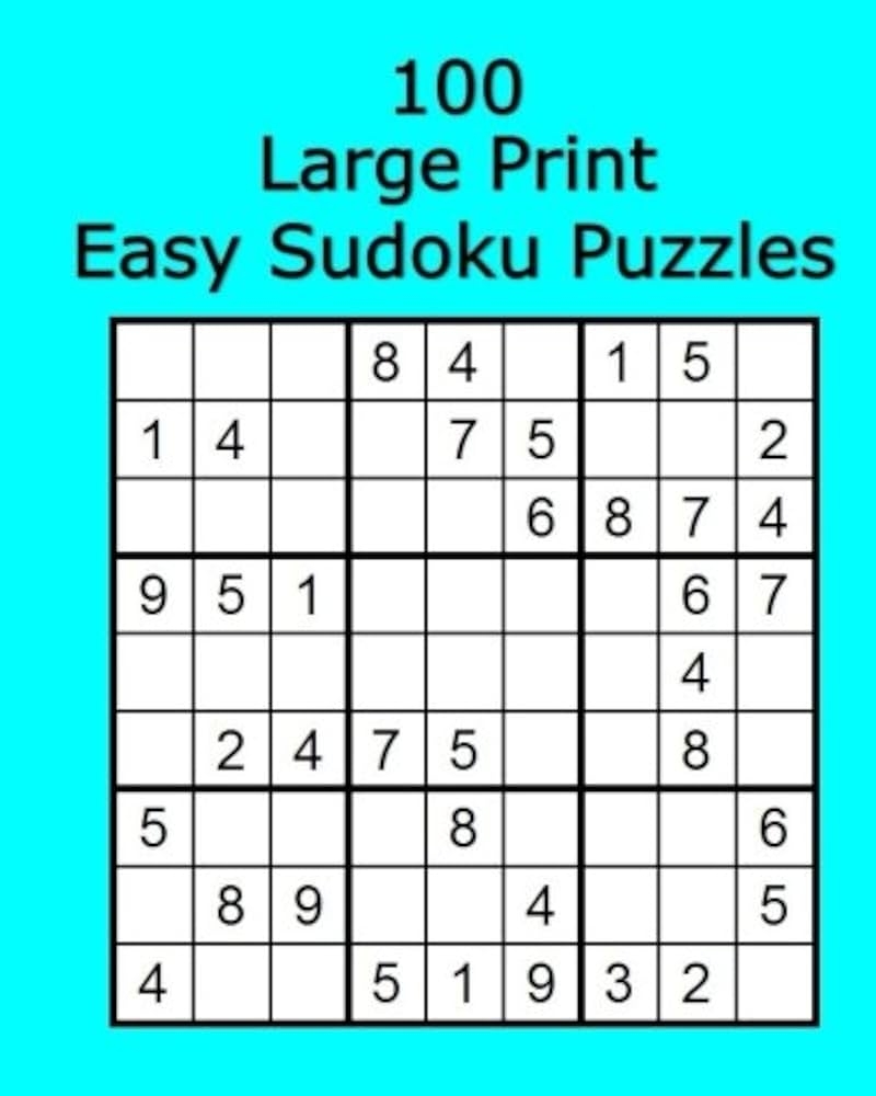 100 Large Print Easy Sudoku Puzzles Worksheets Library