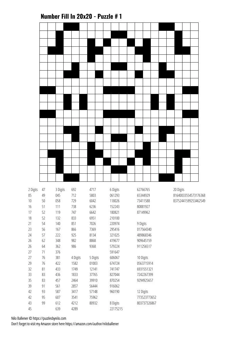 100 Number Fill In Puzzles Volume 10 PRINTABLE DOWNLOADABLE Puzzles By Nilo