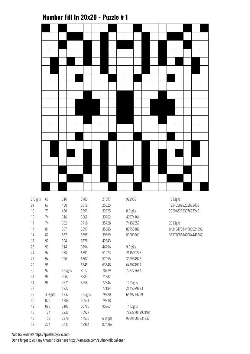100 Number Fill In Puzzles Volume 2 PRINTABLE DOWNLOADABLE Puzzles By Nilo