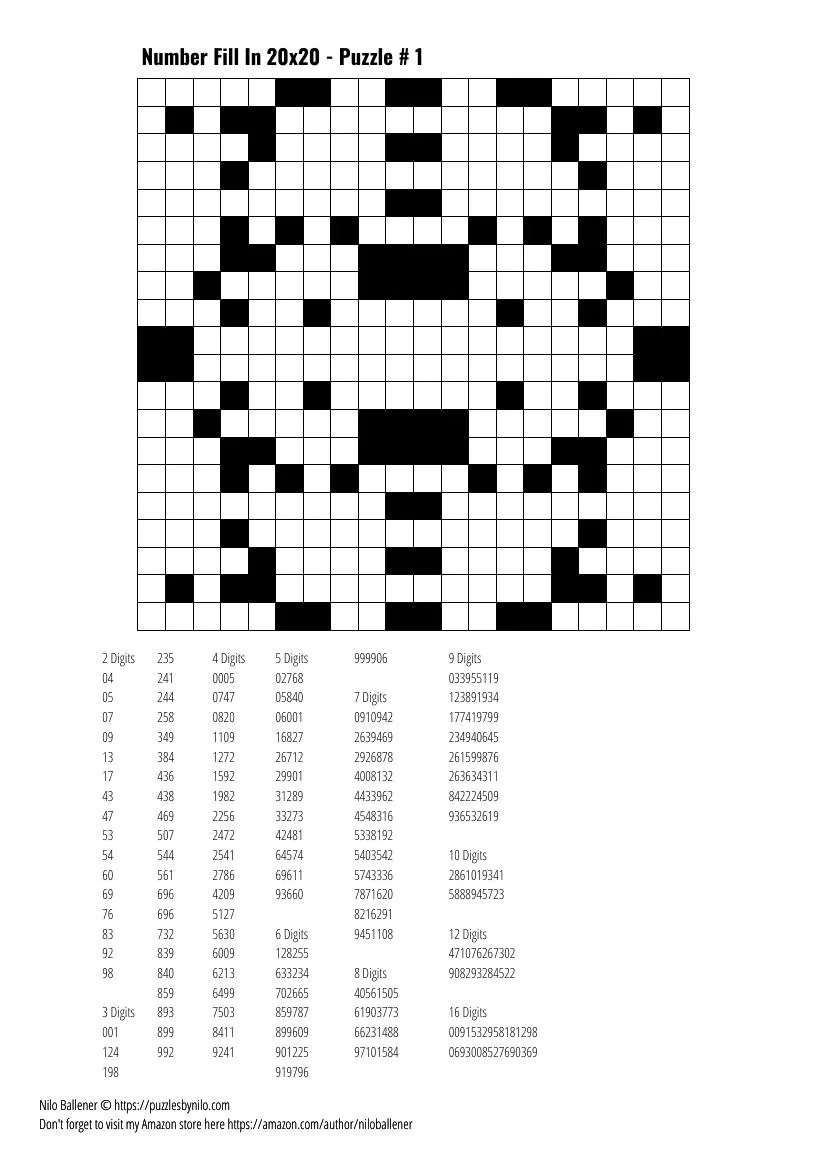 100 Number Fill In Puzzles Volume 7 PRINTABLE DOWNLOADABLE Puzzles By Nilo