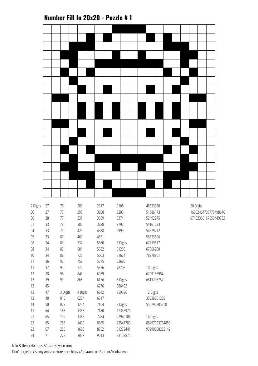 100 Number Fill In Puzzles Volume 9 PRINTABLE DOWNLOADABLE Puzzles By Nilo