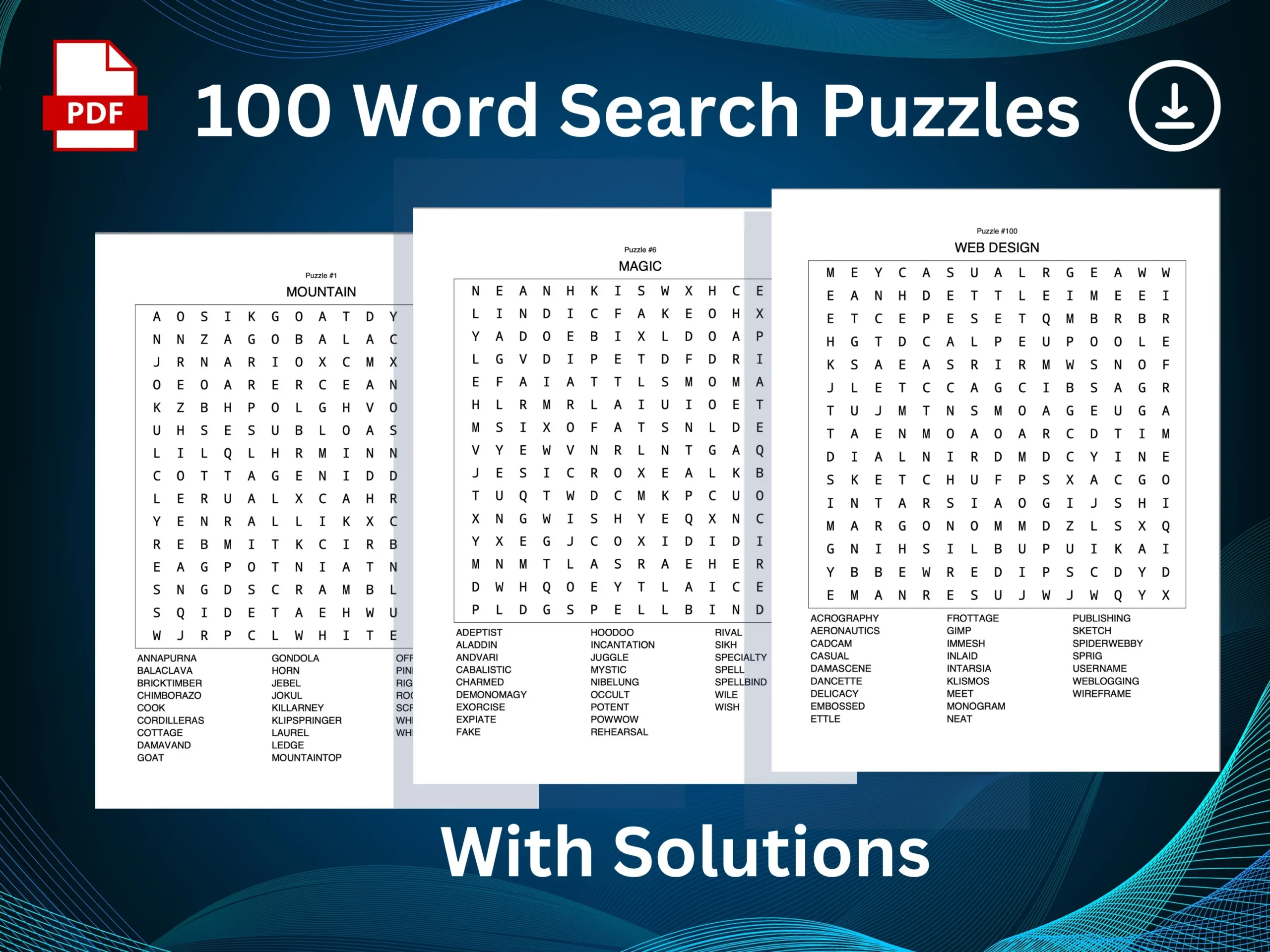 100 Word Search Puzzles Adults Kids Party Games digital Download Etsy