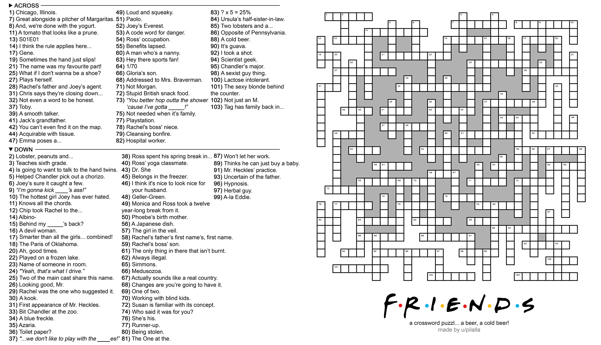 104 Word Friends Themed Crossword Puzzle R howyoudoin