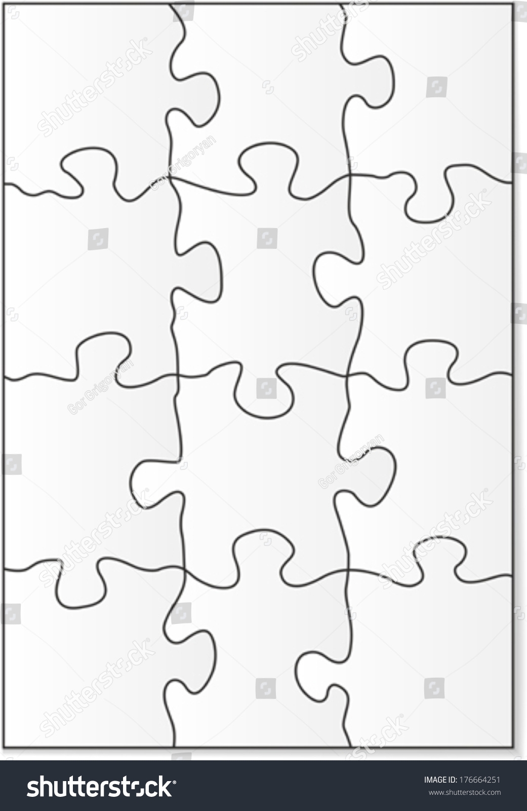 12 Piece Blank Puzzle Forms Vector Stock Vector Royalty Free 176664251 Shutterstock