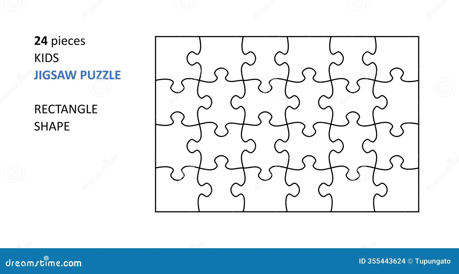 24 Pieces Jigsaw Puzzle Blank Template Stock Vector Illustration Of Puzzle Blank 355443624