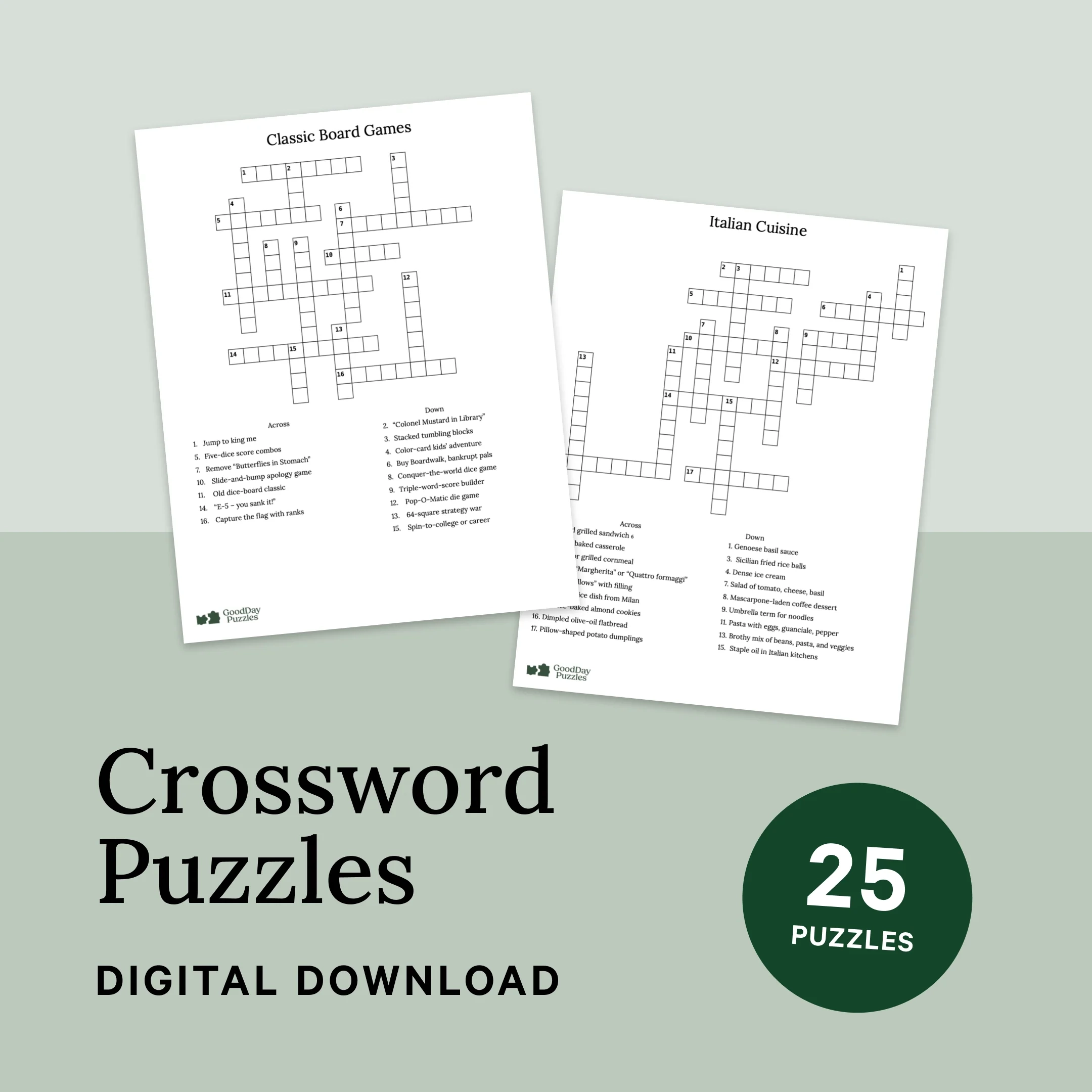 25 Crossword Puzzles Download Print GoodDay Puzzles