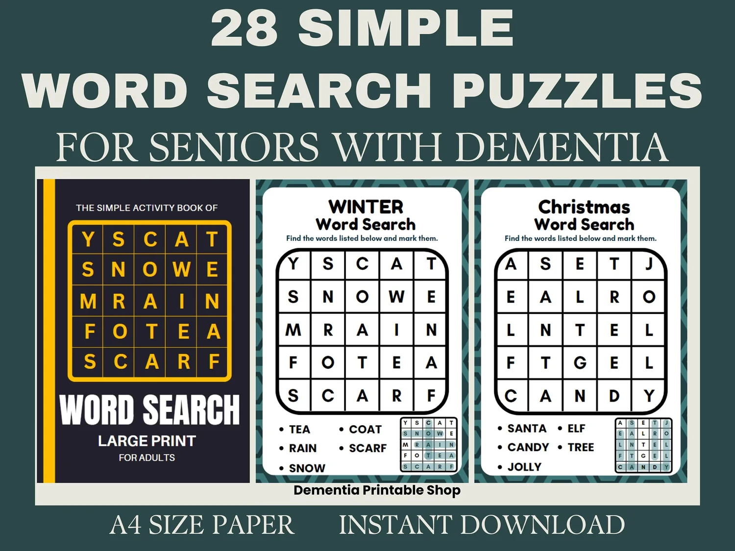 28 Word Search Puzzles Activity For Seniors Large Print 28 Easy Work