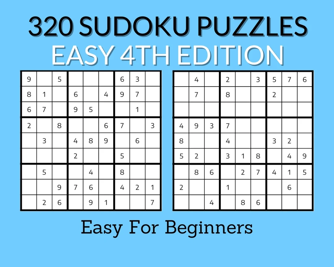 320 Easy Sudoku Puzzle Book For Beginners Printable PDF 4TH Edition Etsy