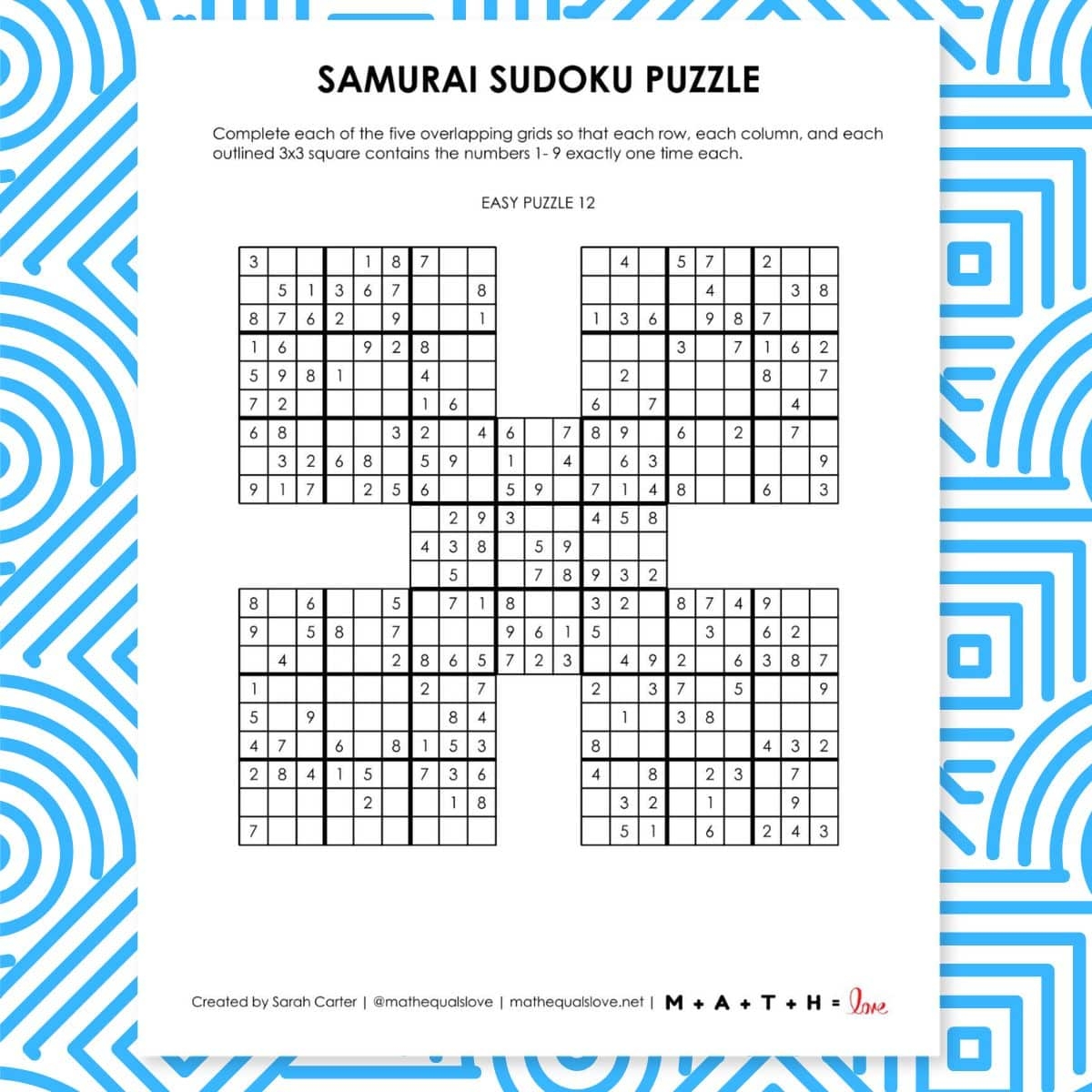 36 FREE Samurai Sudoku Printable Puzzles PDF