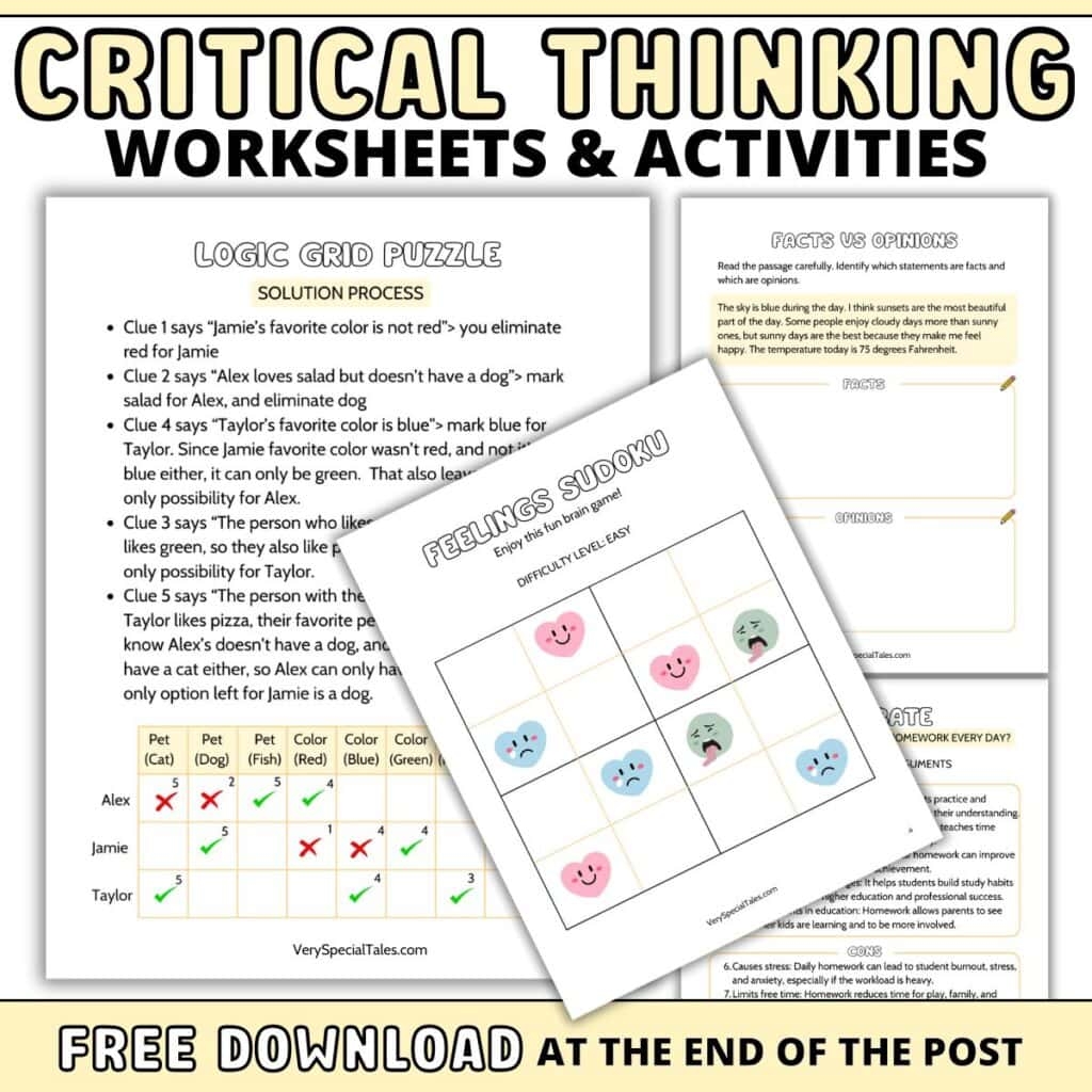 36 Fun Critical Thinking Games And Activities For Kids Printable Very Special Tales