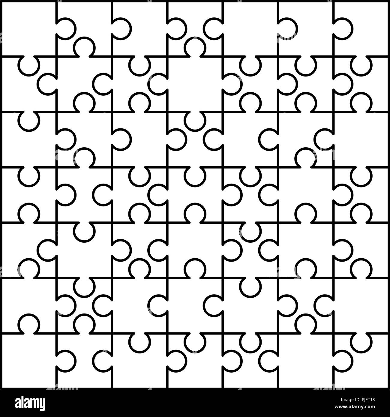49 White Puzzles Pieces Arranged In A Square Jigsaw Puzzle Template Ready For Print Cutting Guidelines Isolated On White Stock Vector Image Art Alamy