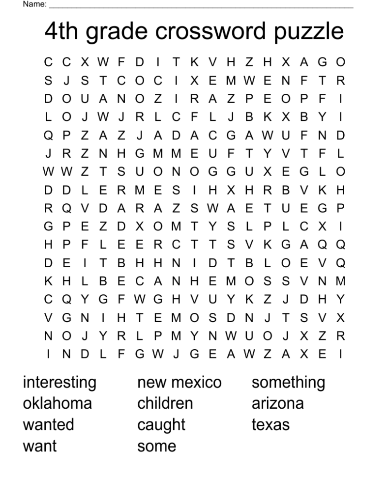 4th Grade Crossword Puzzles Printable Free - puzzle.premiumprintable.com