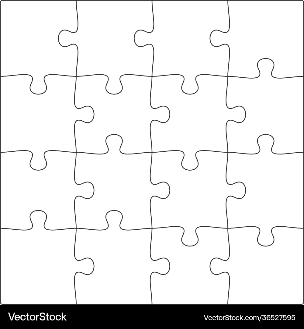 4x4 Jigsaw Puzzle Template Royalty Free Vector VectorStock