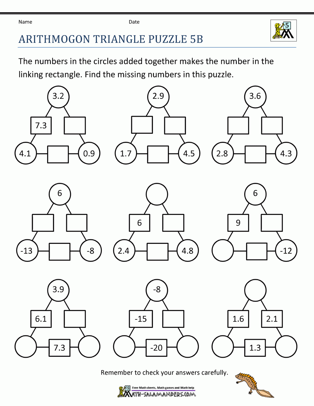5th Grade Math Puzzles
