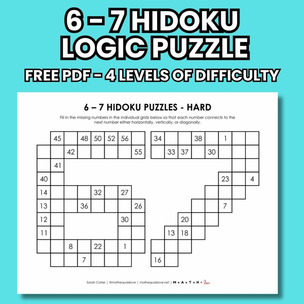 6 7 Puzzles And Activities Math Love