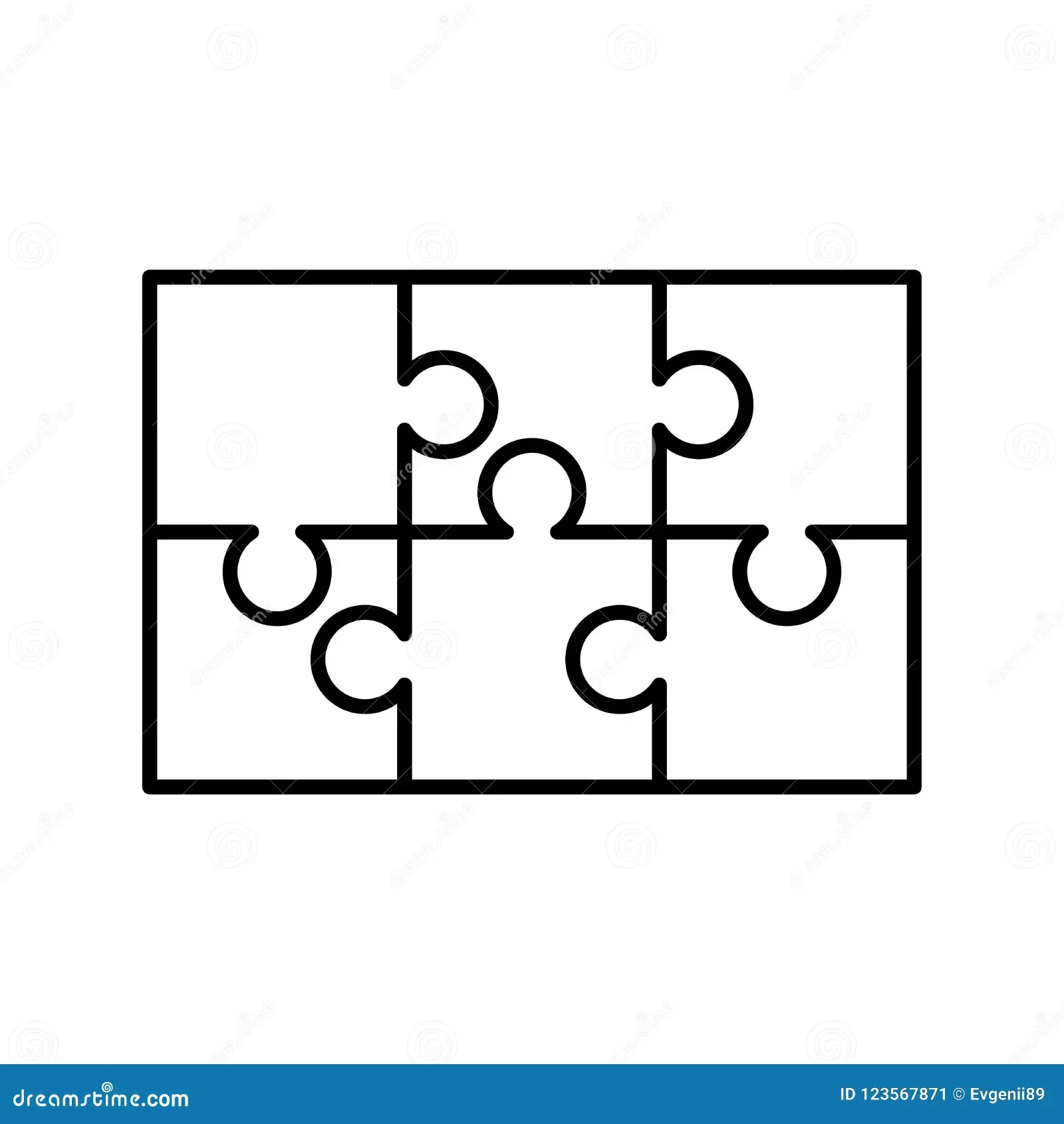 6 White Puzzles Pieces Arranged In A Rectangle Shape Jigsaw Puzzle Template Ready For Print Cutting Guidelines On Stock Vector Illustration Of Game Guidelines 123567871