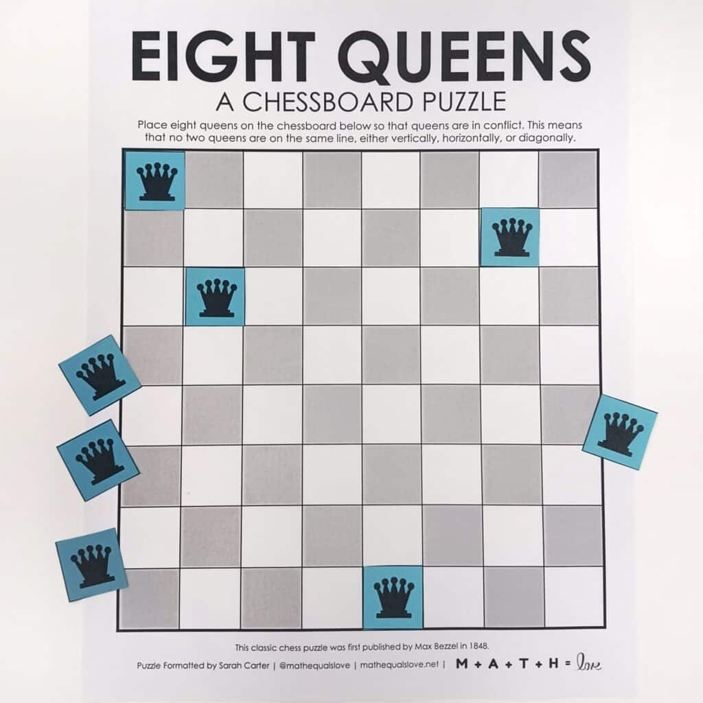 8 Queens Puzzle Free Printable PDF For The Classroom