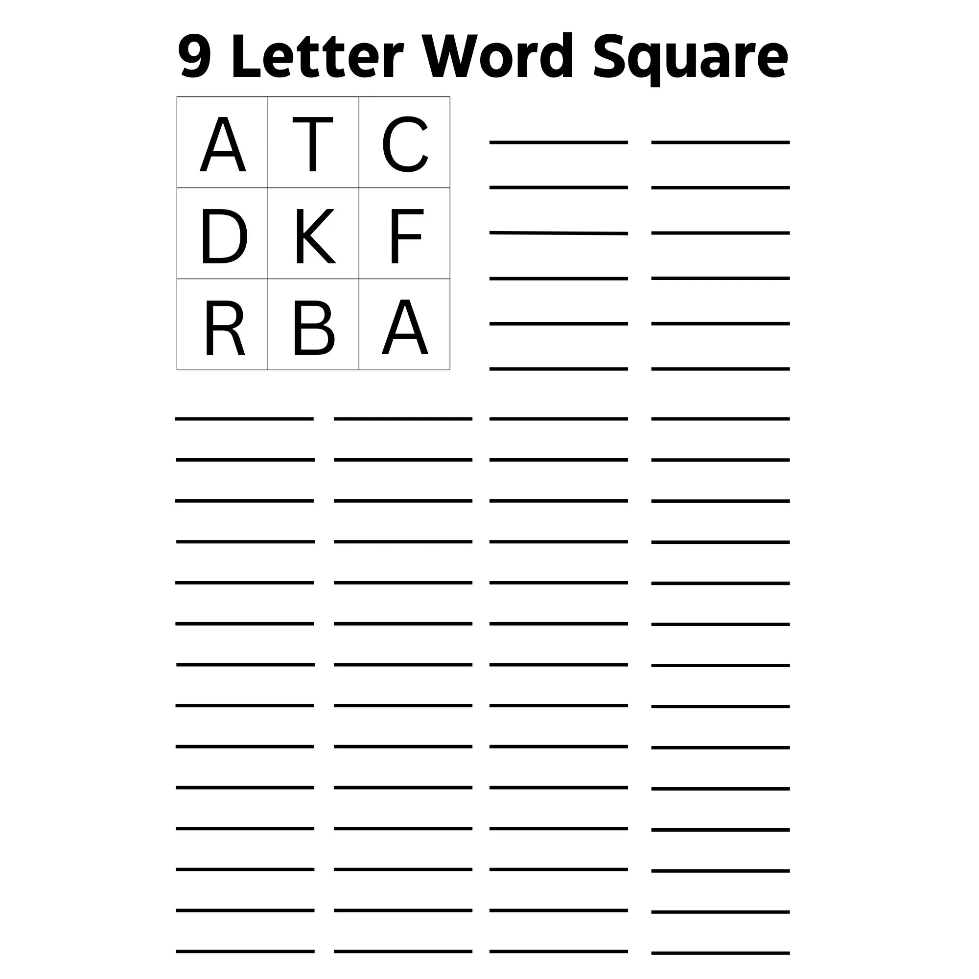 9 letter Word Square Puzzle Downloadable Word Game instant Download Etsy