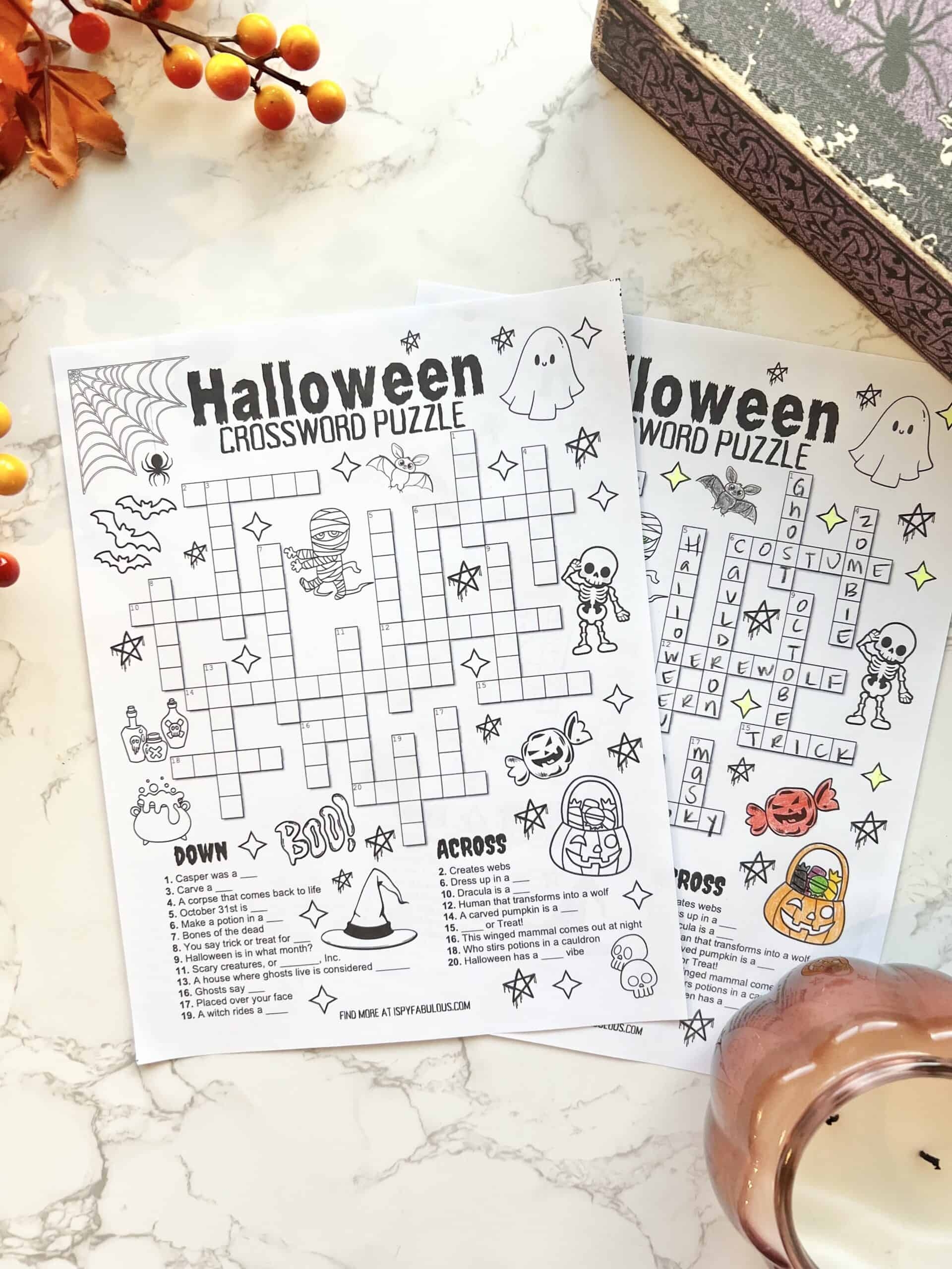 A Kid Friendly Halloween Crossword Puzzle I Spy Fabulous
