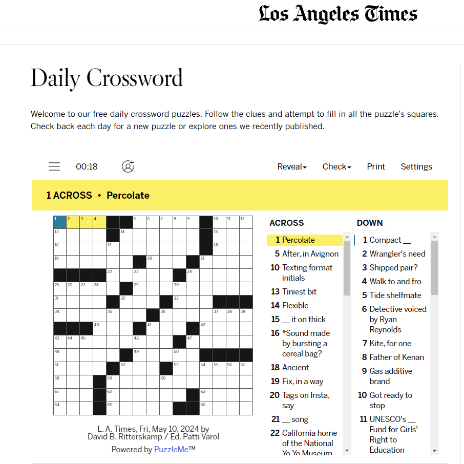A Mind For Puzzles Ritterskamp Publishes First Crossword University Of Southern Indiana