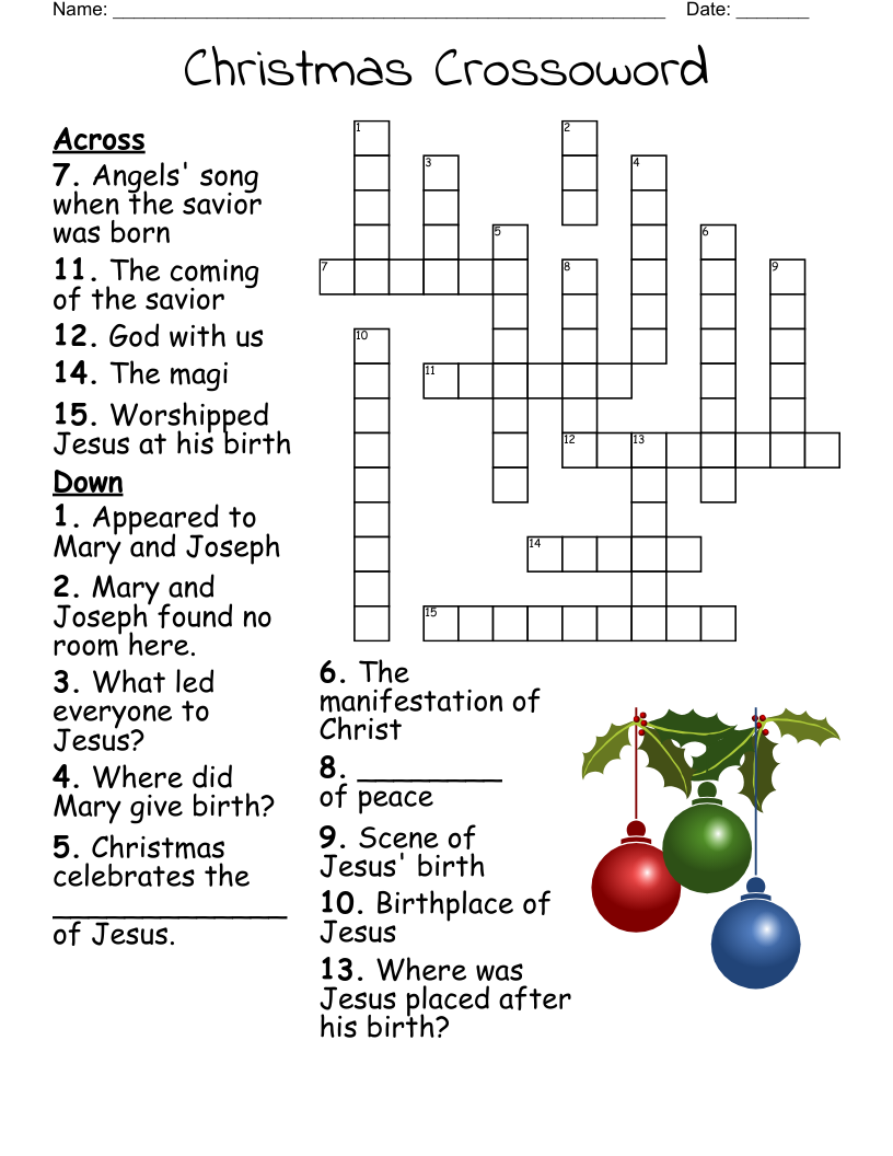Advent Christmas Crossword WordMint