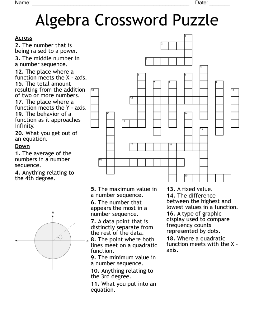 Algebra Crossword Puzzle WordMint