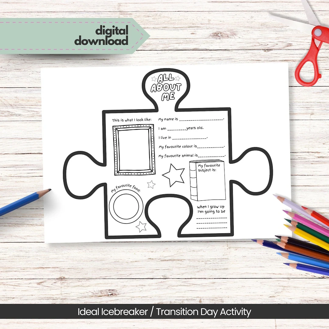All About Me Jigsaw Puzzle Piece To Print Transition Activity Instant Download Etsy